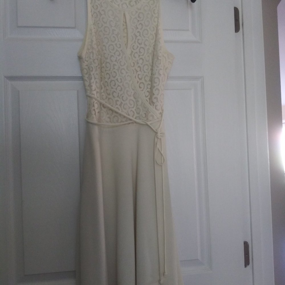 Ivory chiffon and lace dress